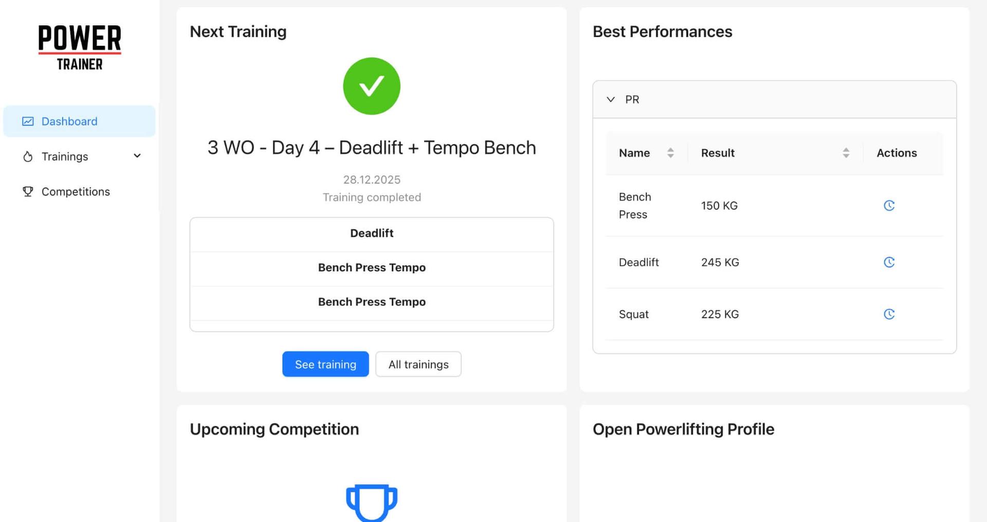 Powertrainer mock app